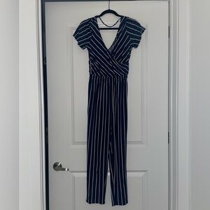 Express Jumpsuit Navy and White Striped